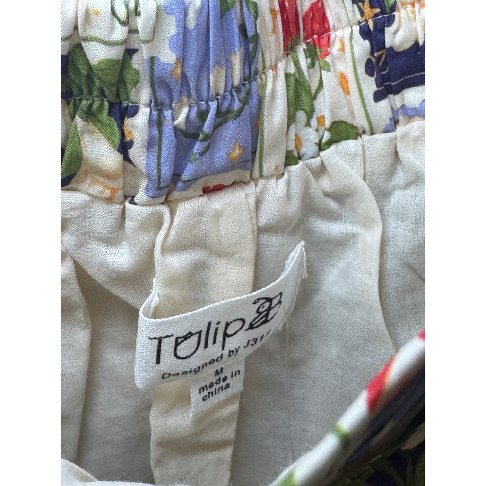 Tulip B Postage Stamp Print Midi Skirt Womens M Cottagecore Vintage Style NWT - Picture 4 of 8